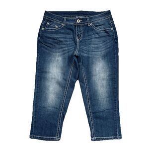 Cg Cg Skimmer Capri Jeans 4 (29x18.5) Blue Embellished Denim Stretch Womens